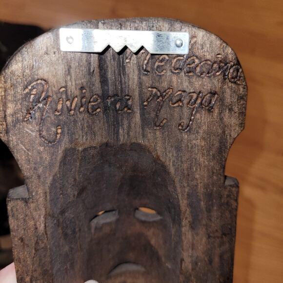 Vntg Hand Painted Hand Carved Myan Aztec Warrior Masks Sighned Set Of 6 Mexican - Picture 10 of 13